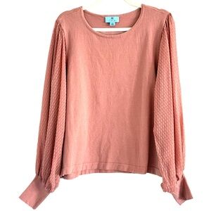 ⭐️ CeCe Elegant Pink Blouse/Sweater with Textured Sleeves